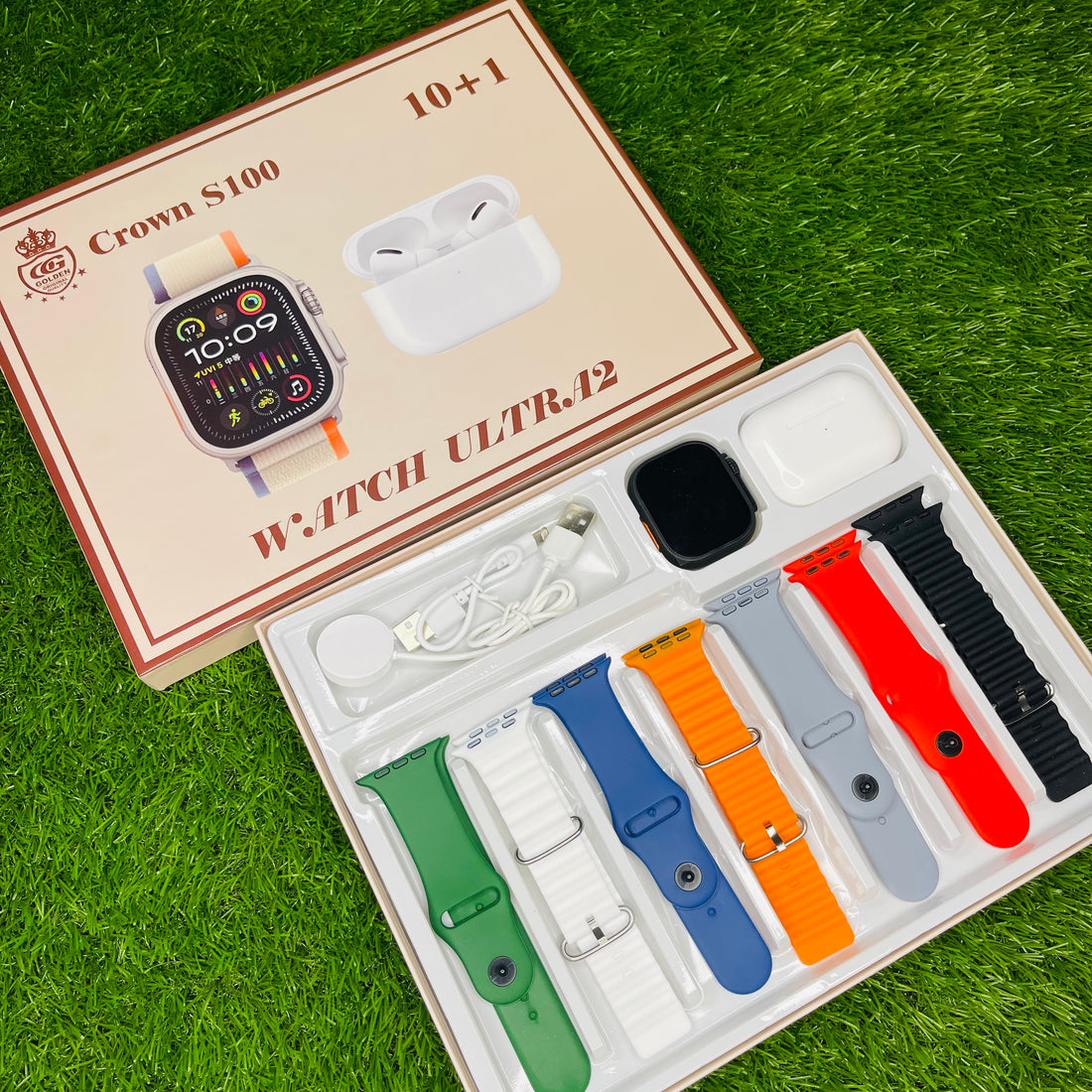 Crown S100 + Airpods Pro 2 with 7 straps ( COMBO DEAL )